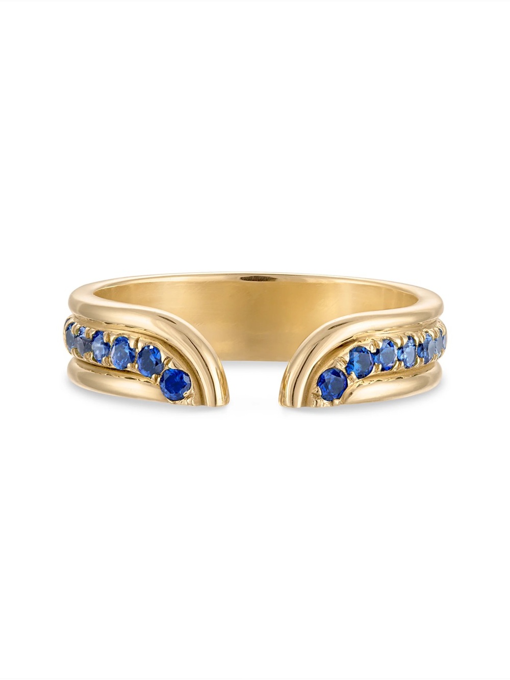 Casey Perez 14K Solid Gold Klein Ring with Blue Sapphire Accents